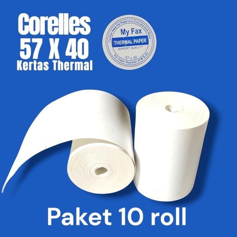 

10 Pcs kertas thermal 58/57x40 coreles tanpa tulang AST