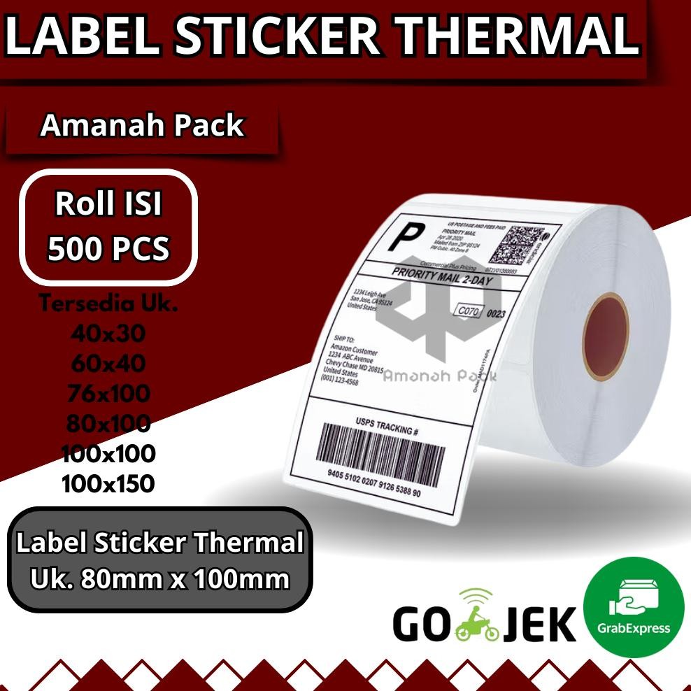 

LABEL STICKER THERMAL 80 x 100 mm Isi 500 Pcs STICKER DIRECT THERMAL 80x100 Isi 500 Pcs AST