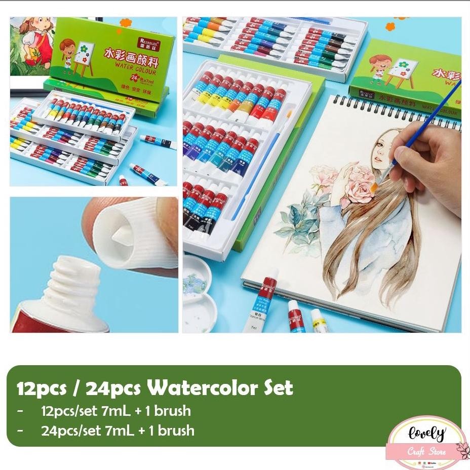

LovelyCraftStore | B01 ~ 12/24warna per Set of Watercolor Paint Cat Air Cat Lukis Gambar AST