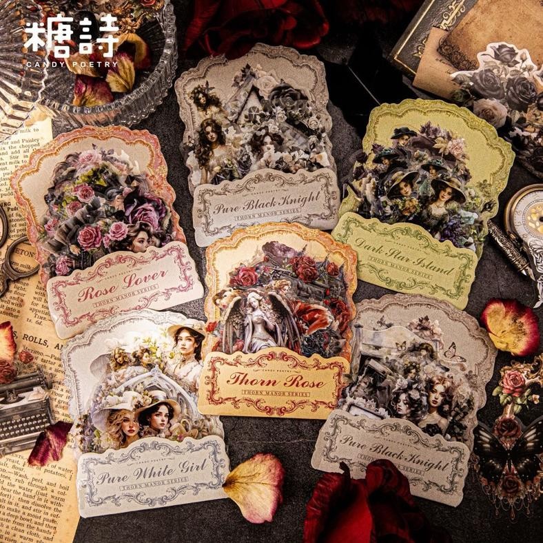 

(2AD) sticker transparan wanita victoria vintage dark black woman journaling AST