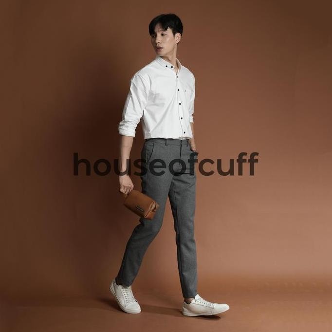 Houseofcuff Kemeja Lengan Panjang Pria Formal Slim Fit Putih