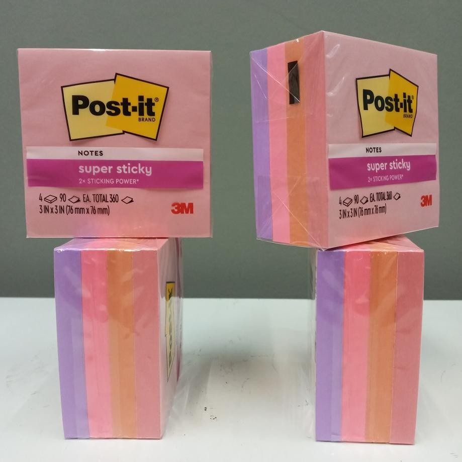 

3M Post It Super Sticky Notes 654-4SS-FLA Flamingo 3 inch x 3 inch AST