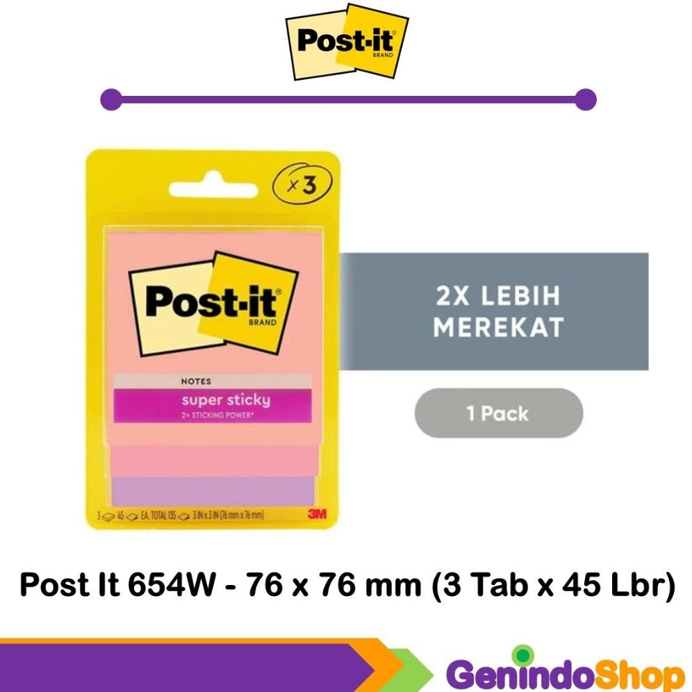

3M - POST IT 654 Warna 76x76mm (3 Warna x 45 Lembar) AST