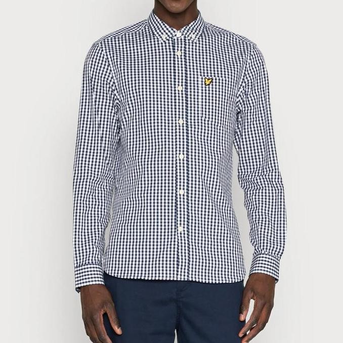Lyle and Scott Long Sleeve Gingham Shirt Navy Original