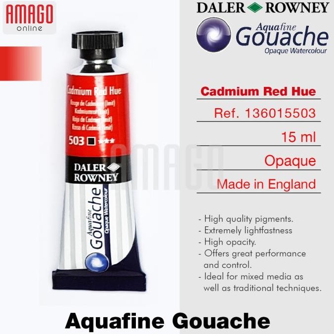 

Cat Air Lukis DALER-ROWNEY Aquafine Gouache Opaque Watercolour 15 ml - Cadmium Red Hue - 136015503 AST