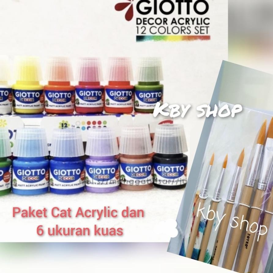 

PAKET 12 X 25ML CAT ACRYLIC + 6PC KUAS NYLON PAINT POSTER AST