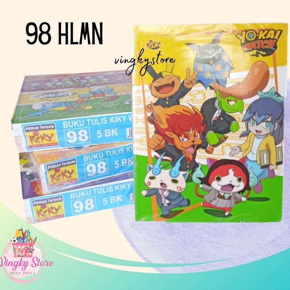 

Buku Tulis Kiky 98 Lembar WARNA 1 PAK ( Motif Random ) AST