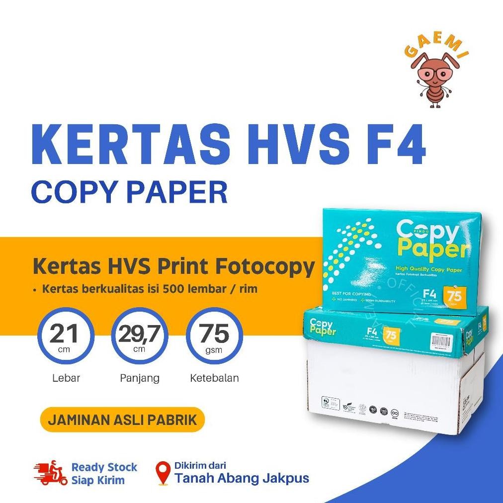 

Kertas HVS Folio F4 75 Gram Copy Paper Blue Per Dus ( 1 Rim ) AST