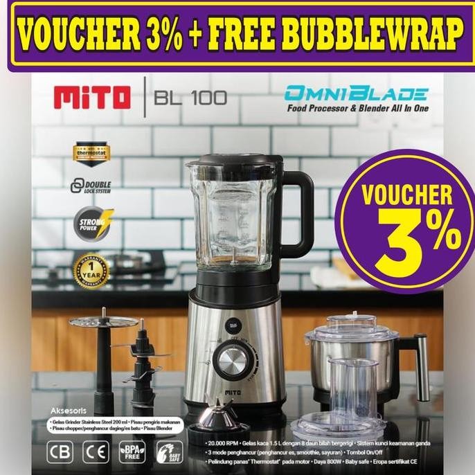 Mitochiba Mito Food Processor Bl100 Bl 100 Omni Blade Garansi Resmi