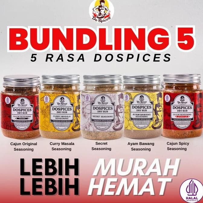 

Dospices Bundling 5 Bumbu Lebih Murah & Hemat - Healthy Dry Rub Bumbu Marinasi Rendah Kalori [Paket Bundling 5 Varian] (Ads) Rempah Natural Rendah Gula Rendah Lemak Alami