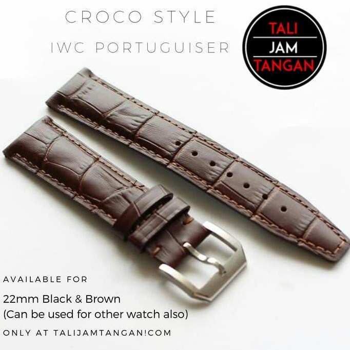 Tersedia 22mm IWC Portugieser Croco Leather Strap Tali Jam Kulit