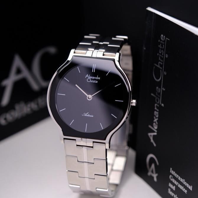 Tersedia Jam Tangan Original Alexandre Christie Pria AC 8410 Asteria Ketebalan Tipis - Silver Black