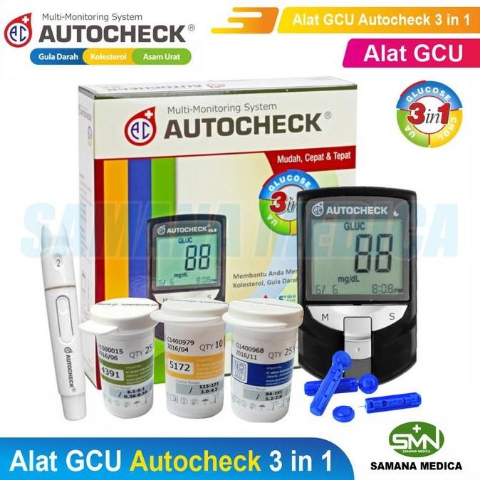Alat GCU Autocheck 3 in 1 Alat Tes Ukur Gula Darah Promo
