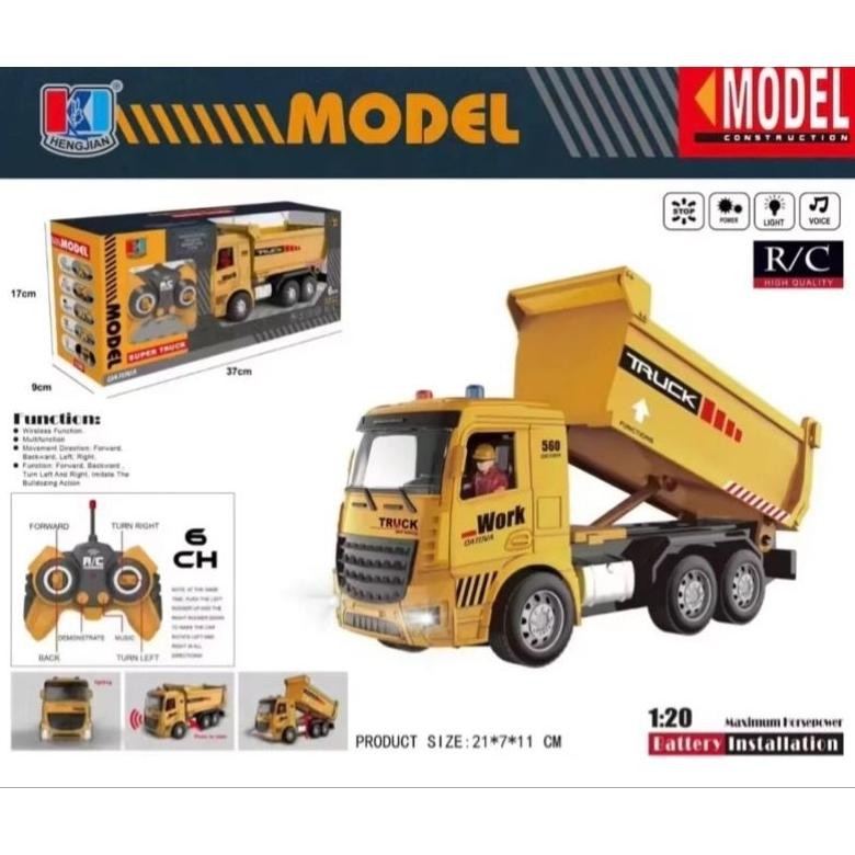 Original Mainan Remote Control Dumptruk Dan Truk Molen Auto Demo Ada Lampu Dan Sirine Gf21