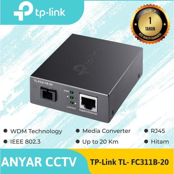 Tp-Link Tl-Fc311A-20 + Fc311B-20 Gigabit Wdm Media Converter New Stok