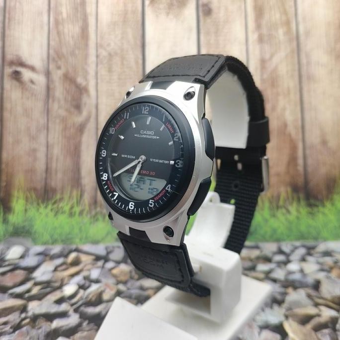 Tersedia Jam Tangan Pria Casio Analog Digital Tali Kanvas AW-80 Custom Original