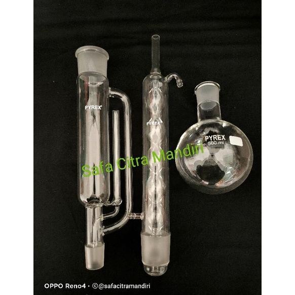Promo 6.6 Soxhlet Extractor 500 ml Merk Pyrex / Soxhlet Set 500ml Pyrex