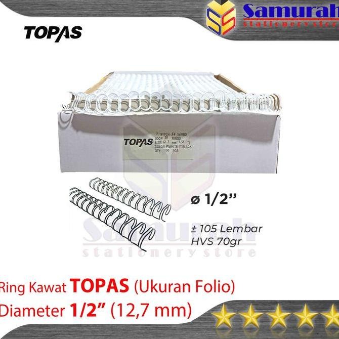 

Ring Binder Kawat Topas Ukuran Folio 1/2" Diameter 12,7 Mm / 38 Wire Ring Binding 3 : 1 Isi 100 Batang / 38 Lubang Co