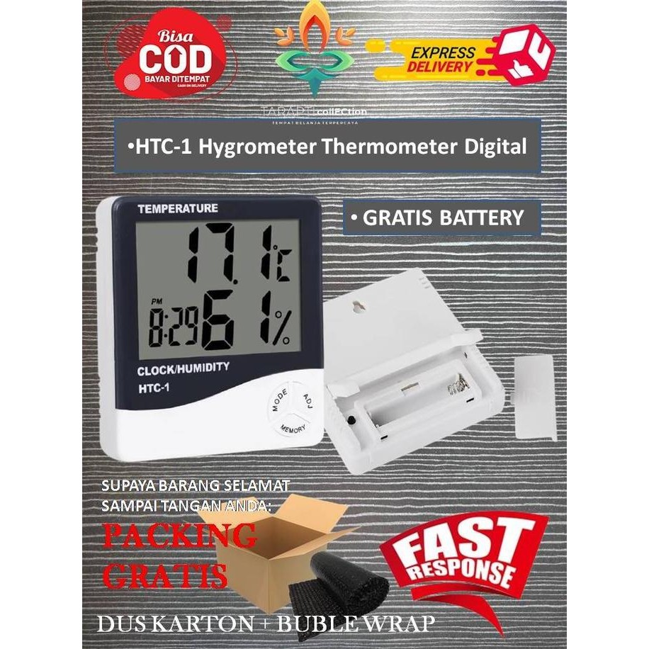 HTC-1 HTC-2 Thermo Hygrometer Temperature / Alat Ukur Suhu Ruangan Ori Murah