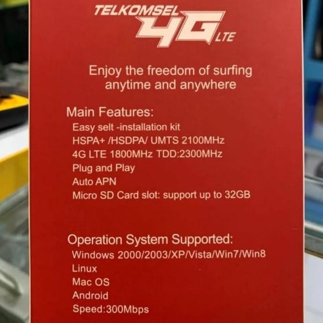 Modem Wifi Usb Telkomsel 4G Lte 300Mb/S Unlock All Operator Gsm Internet Hotspot Network Wireless Pe