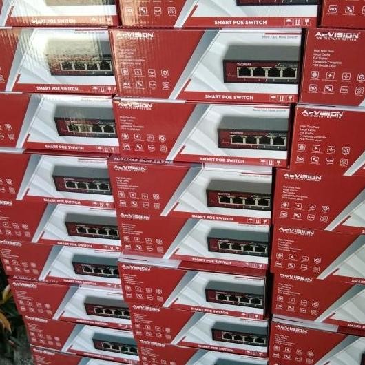 Switch Poe 4 Port +2 Uplink Aevision Poe 4+2 Uplink 10/100 Smart Poe New Stok