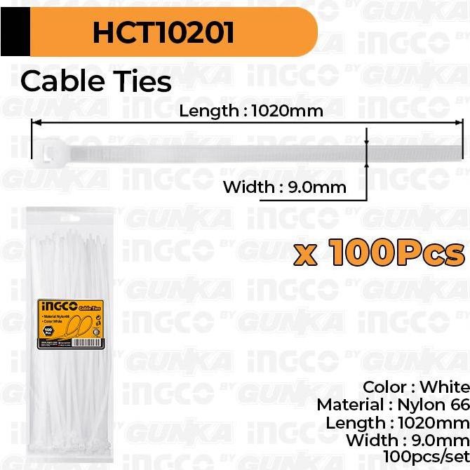 

100Pcs Cable Ties (100Cm Putih) Ingco Hct10201 Kabel Tis Tie Nylon 66 Co