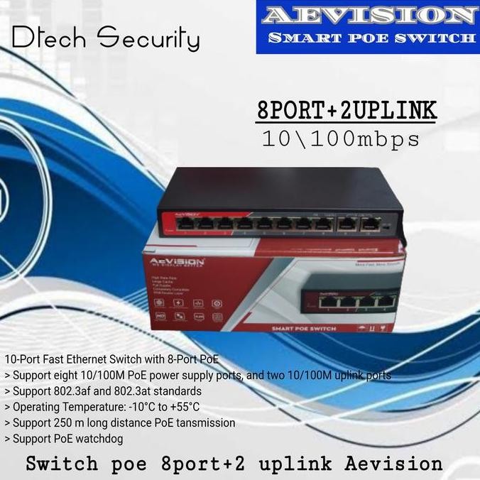Switch Poe 8 Port+2 Uplink Aevision Smart Poe 8 Port New Stok