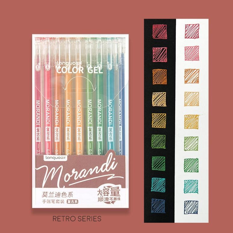 

Morandi Real Pulpen Colors Gel Pen SET Isi 9pc / Pena Ballpoint Warna Warni SET Lucu Unik Murah