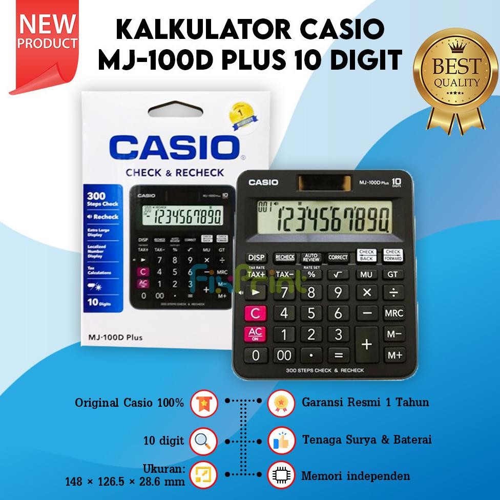 

Kalkulator Casio MJ-100D Plus 10 Digit Check & Correct Calculator MJ 100D PLUS Office Meja Mini New Original