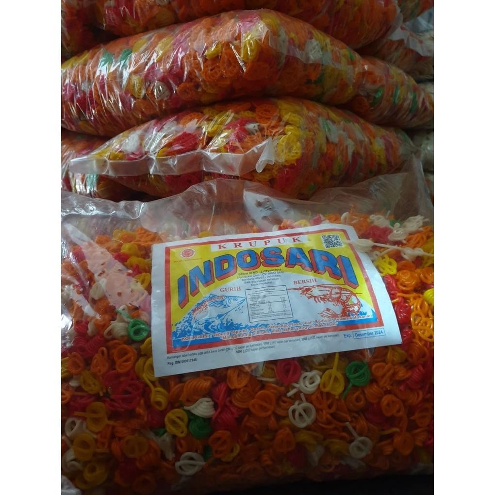 

[Bal] Kerupuk Krupuk Indosari Kepang warna / Mawar Warna 5 kg - KEPNUS / MNUS / KNUS/MPNUS