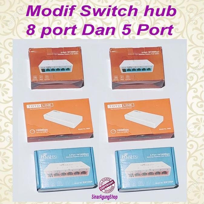 Switch Hub Hsairpo 8 Port Modif Poe In-Out New Stok