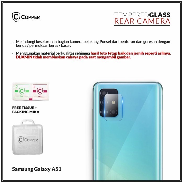 Samsung Galaxy A51 - Copper Tempered Glass Kamera Clear