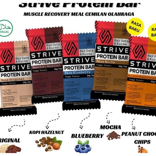 

Strive Protein Bar Muscle Recovery Meal Cemilan Olahraga Sehat