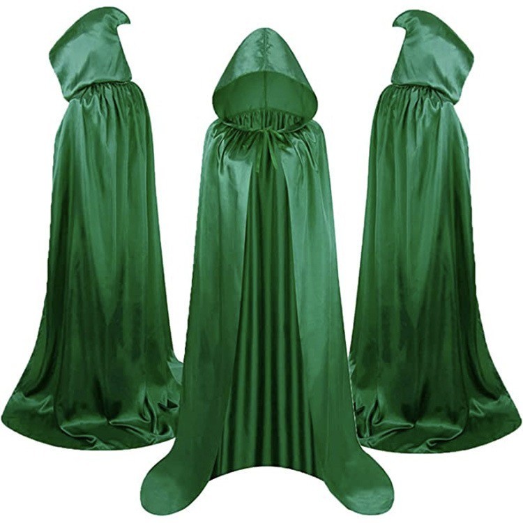 JUBAH POLOS HIJAU TUA | jubah haloween dewasa 125cm