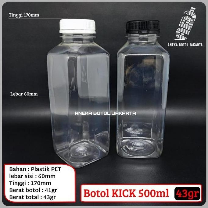 (Allthebest) Botol plastik 500ml / Botol Kick Kotak 500 ml
