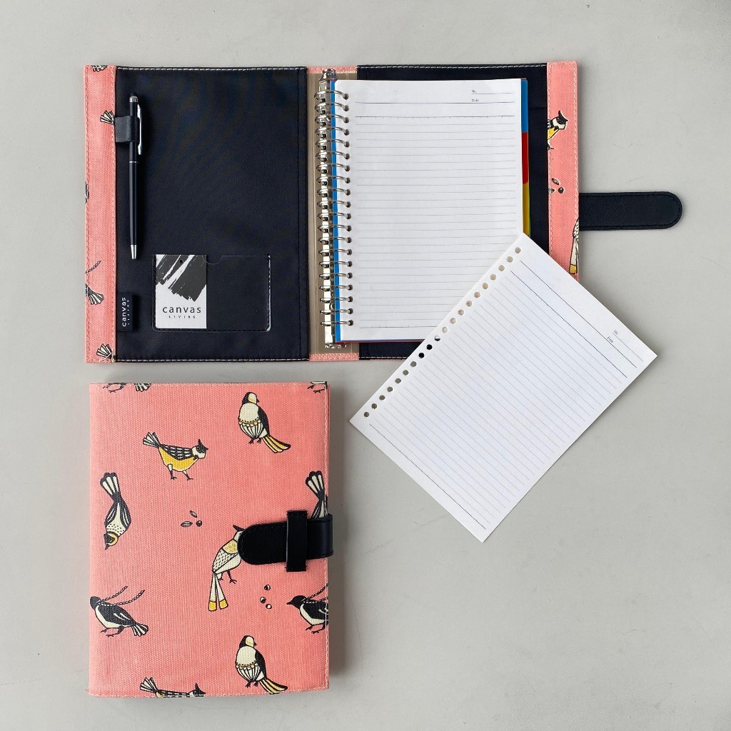 

A5 Binder Birds Pink Canvas Living