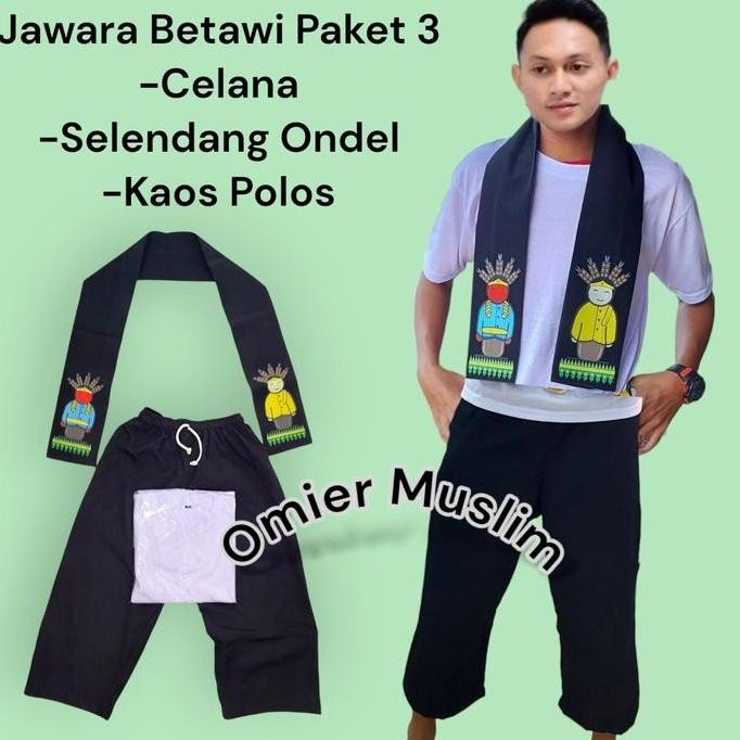 Setelan Baju Adat Jawara Betawi Dapat Celana Pangsi Selendang OndelDanKaosPolos