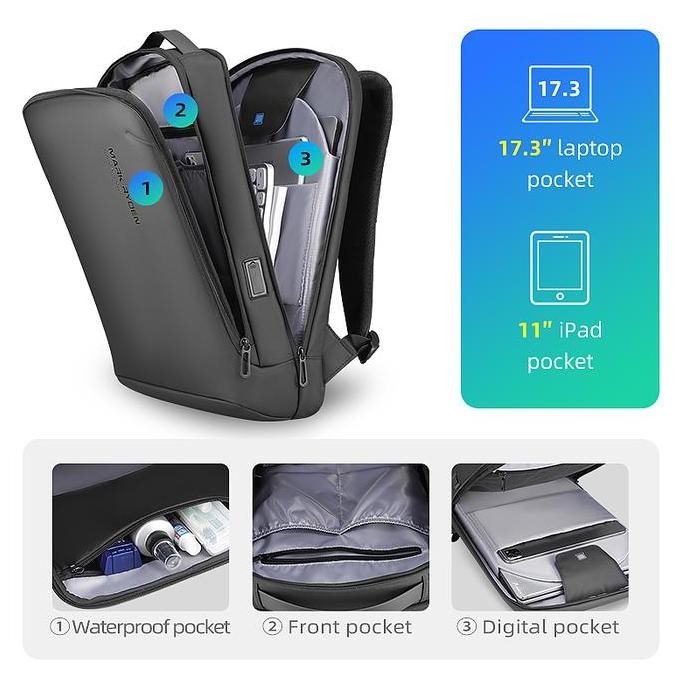 Murah Tas Mark Ryden Mr9008 Sj Bag Ransel Slim Laptop 17 Usb Mr9008Sj