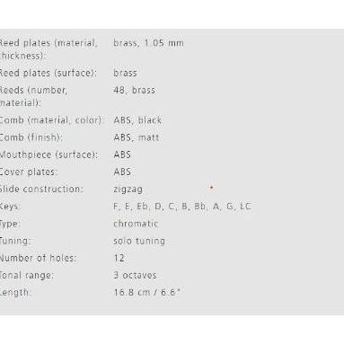 Harmonica Chromatic Hohner CX12 Schwarz 7545 12 Holes Black