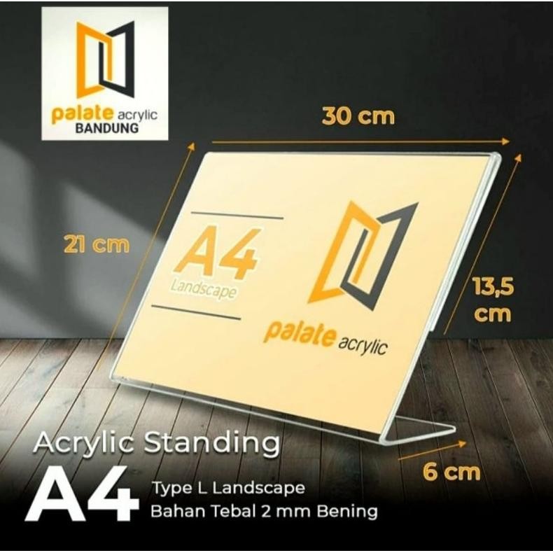 

Akrilik Tent Holder A4 L Landscape/ Tempat brosur akrilik A4