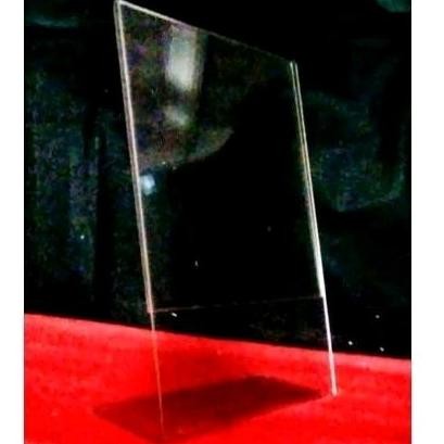 

akrilik tent card tempat brosur A4 uk 30 x 21 cm model potrait L tebal 2 mm