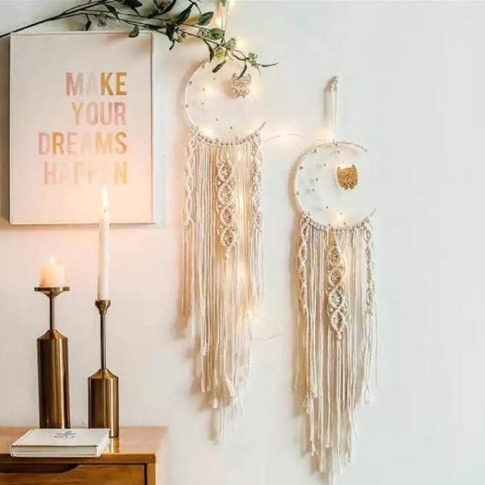 (Allthebest) Macrame dream catcher - Hiasan dinding aesthetic - Dekorasi kamar  - Pajangan ruang tam