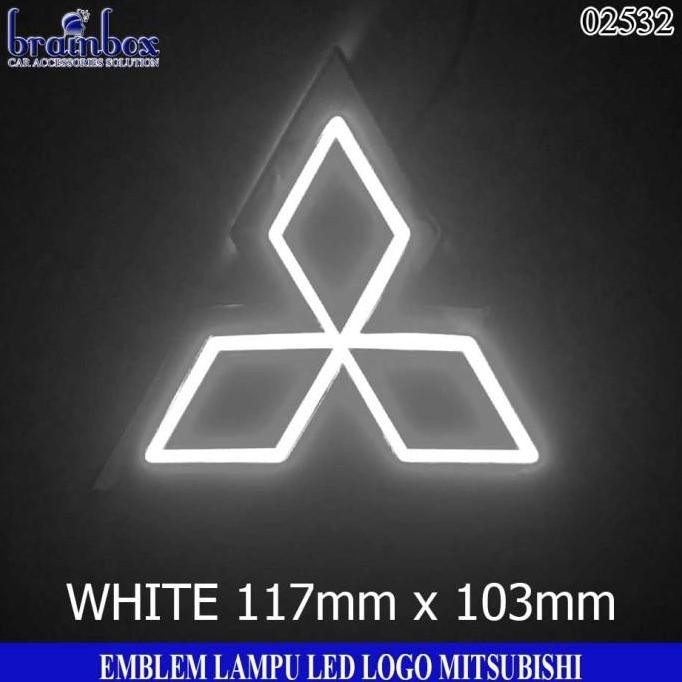 HIGH QUALITY Car Logo Light Mitsubishi Emblem Mobil Lampu Car Logo LED 117x103 PUTIH