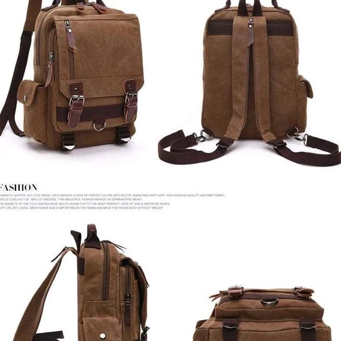 Promo Ransel Pria Kanvas Mini Import Tas Kain Kanvas Backpack