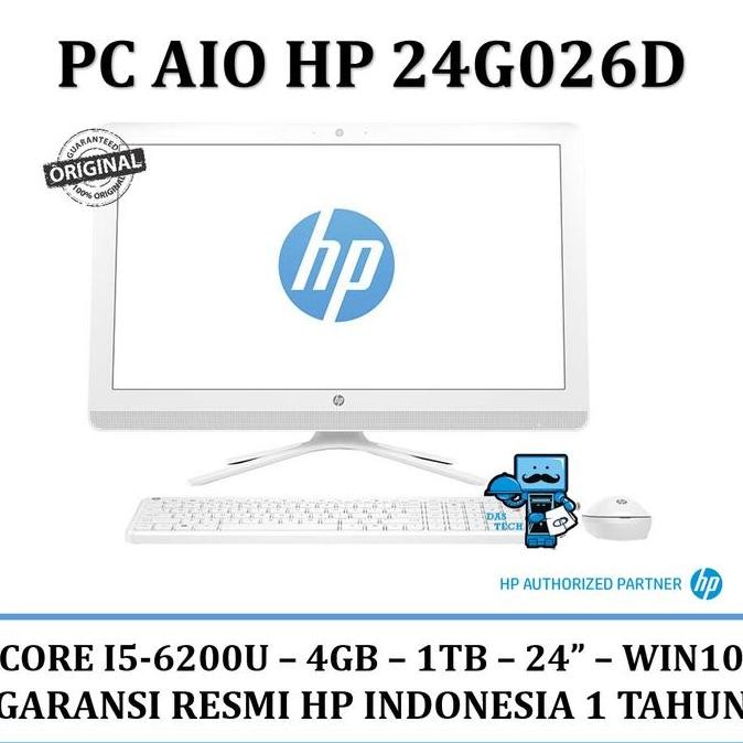 Hp Aio All-In-One 24" Pc 24G026D Sudah Windows 10 +Layar Putih New Stok