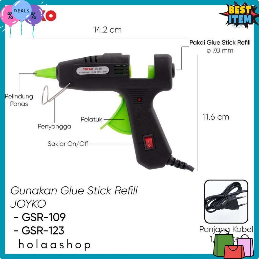 

Joyko Glue Gun Gg-857 Lem Listrik / Alat Lem Tembak Hot Melt Glue Gg857 Terlaris! Produk Ini Banyak Dicari