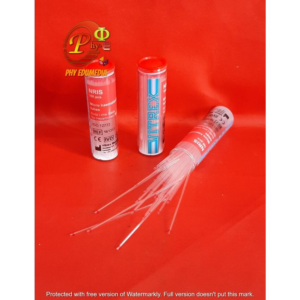 Promo 6.6 Tabung Pipa Kapiler Hematokrit / Tabung Mikro Kapiler Hematokrit Tube Plain PACK 100 Pcs