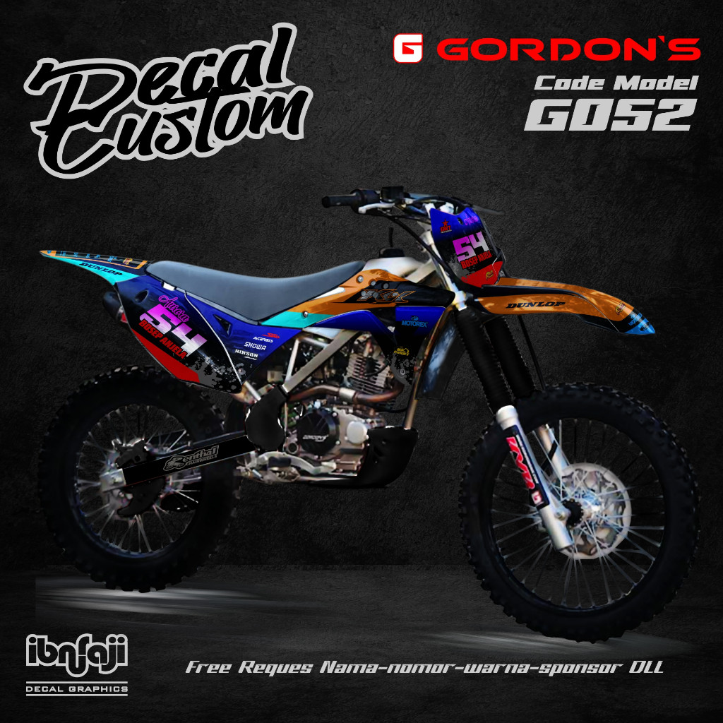 decal gordon klx merah biru hitam full bodi desain custom g052