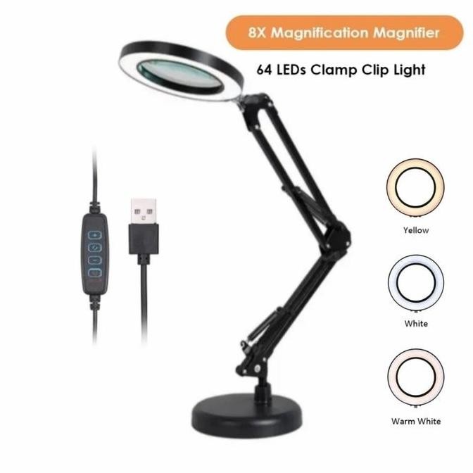 

TERBARU - AVPRO Desk Lamp 16cm Led Ring with 8x Magnifying Glass w Base 15cm