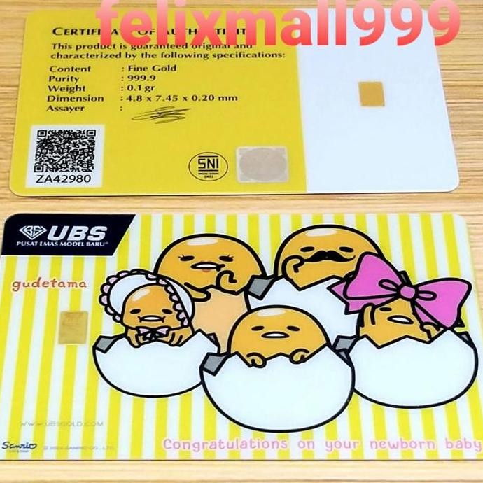 Tersedia GIFT SERIES UBS NEWBORN GUDETAMA 0.1 GR